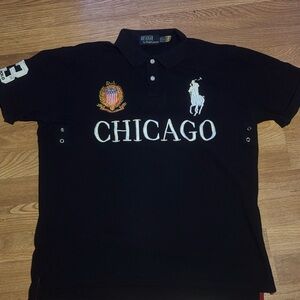 Ralph Lauren Black Polo Shirt with Chicago Embroidery